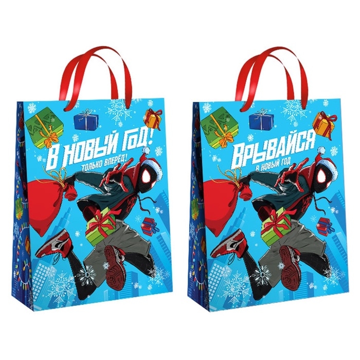 Новый год. Пакет подарочный, 31х40х11.5 см, упаковка, Человек-паук Новый год. Пакет подарочный, 31х40х11.5 см, упаковка, Человек-паук