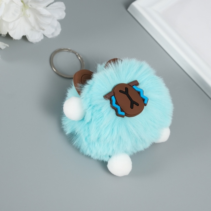 Пушистик на кольце  Пушистик на кольце "Капибара Мистер Грусть" голубой 10х8х8 см