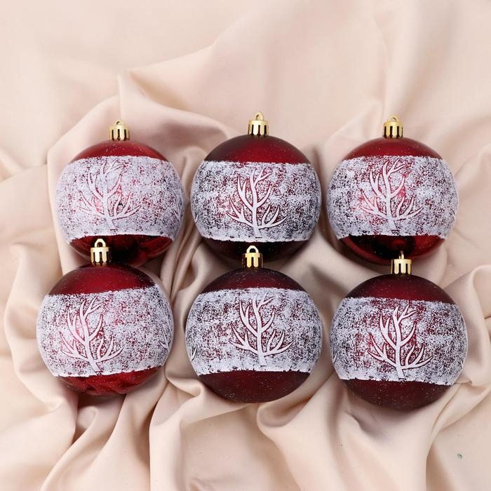 Набор шаров пластик d-8 см, 6 шт Набор шаров пластик d-8 см, 6 шт "Этель" красно-белый