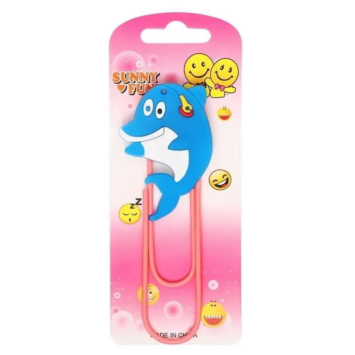 Закладка-скрепка большая «Дельфин», 11 см, МИКС Закладка-скрепка большая «Дельфин», 11 см, МИКС