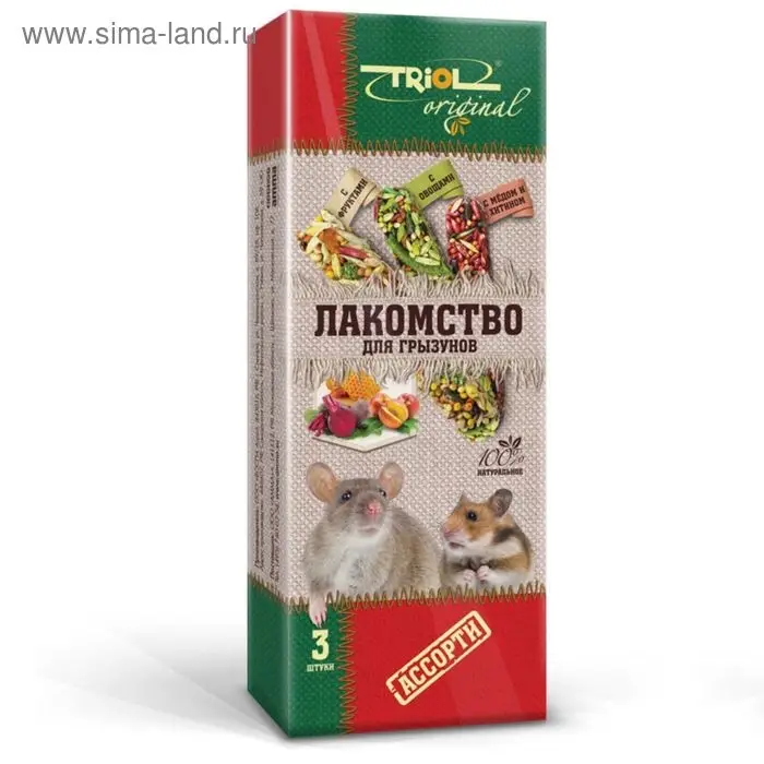 Лакомство Triol для грызунов, ассорти, 75 г