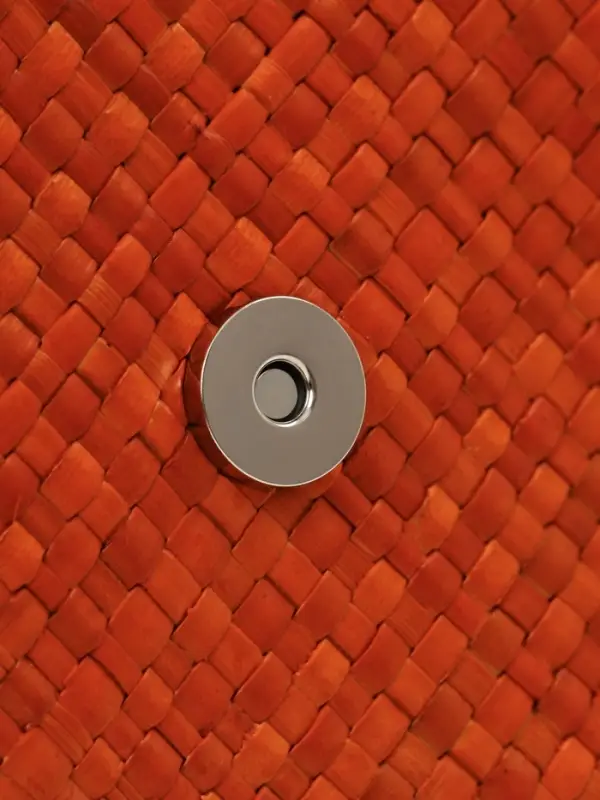 Сумка плетёная на застёжке из пандана, 30&times;10&times;35 см, бежево-оранжевая