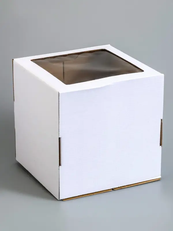 Коробка для торта, кондитерская, белая, с окном 30&times;30&times;30 см Набор 10 шт.