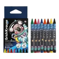 Восковые мелки 8 цветов, ErichKrause Kids Space Animals, трёхгранные
