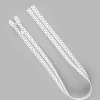 Молния металлическая, №3, неразъёмная, замок автомат, 60 см, звенья цвет никель, белая