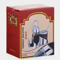 Набор для специй Доляна &laquo;Стиль&raquo;, 3 предмета: сахарница с ложкой 80 мл, солонка и перечница 50 мл, подставка-салфетница, стекло, прозрачный