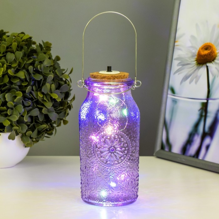 Ночник Ночник "Деллос" LED от батареек фиолетовый 7х7х17,5 см RISALUX