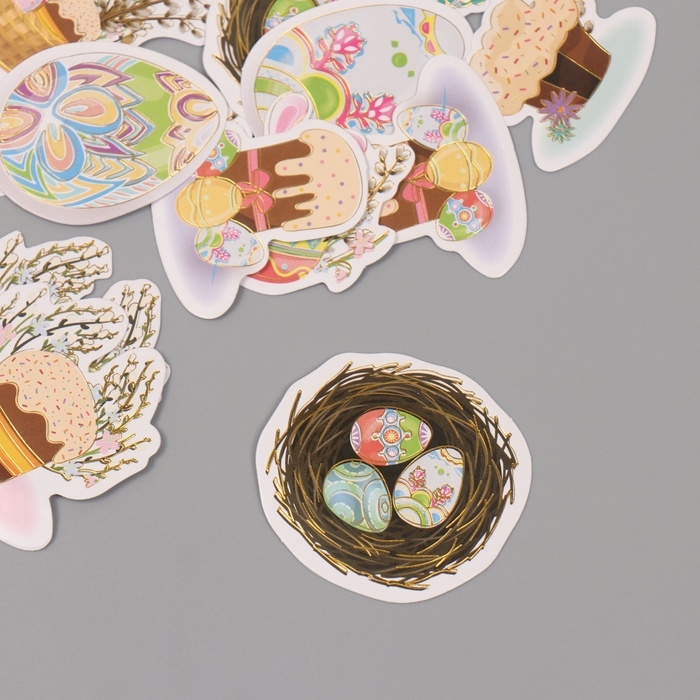 Наклейки для творчества Наклейки для творчества "Праздник Светлой Пасхи" тиснение золото набор 48 шт 9х7х0,8 см