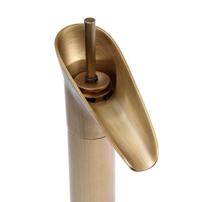 Смеситель для раковины ZEIN Ретро высокий каскадный излив, без подводки, латунь, цвет бронза Смеситель для раковины ZEIN Ретро высокий каскадный излив, без подводки, латунь, цвет бронза