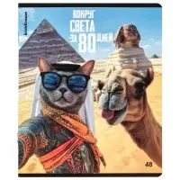 Тетрадь в клетку, 48 листов, ErichKrause. CatVoyage, обложка мелованный картон, МИКС