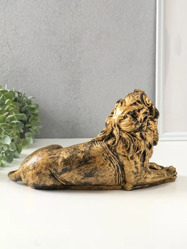 Фигура гипс &laquo;Лев африканский&raquo;, чёрный с золотом, 18&times;40&times;20 см