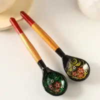 Ложка деревянная &laquo;Чернушка&raquo;, 14&times;3.5 см, хохлома, ручная роспись, МИКС