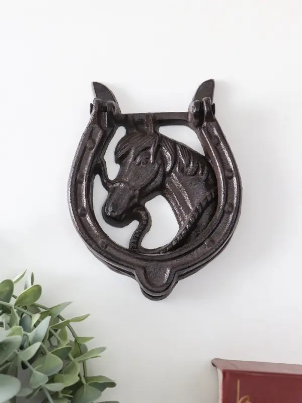 Дверной молоток чугун "Конь в подкове" 12х2х15 см