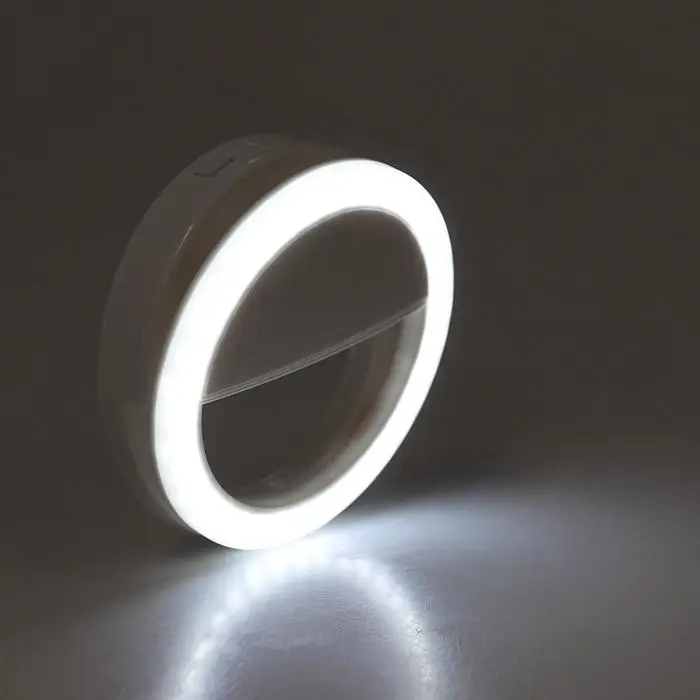 Светодиодная кольцевая лампа для телефона Luazon AKS-03, от батареек, 3 режима, белая