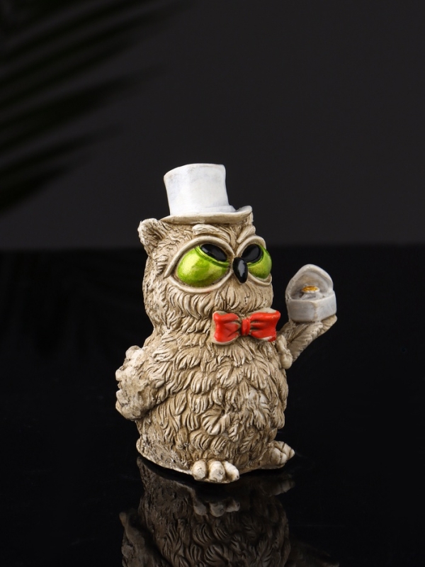 Набор фигур Набор фигур "4 совы на подносе" размер 20х10х10 см, бежевый