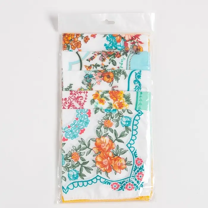Платки носовые женские &laquo;Этель. Цветочный узор&raquo;, 30&times;30 см, набор 12 шт.,100% хлопок, рисунок МИКС