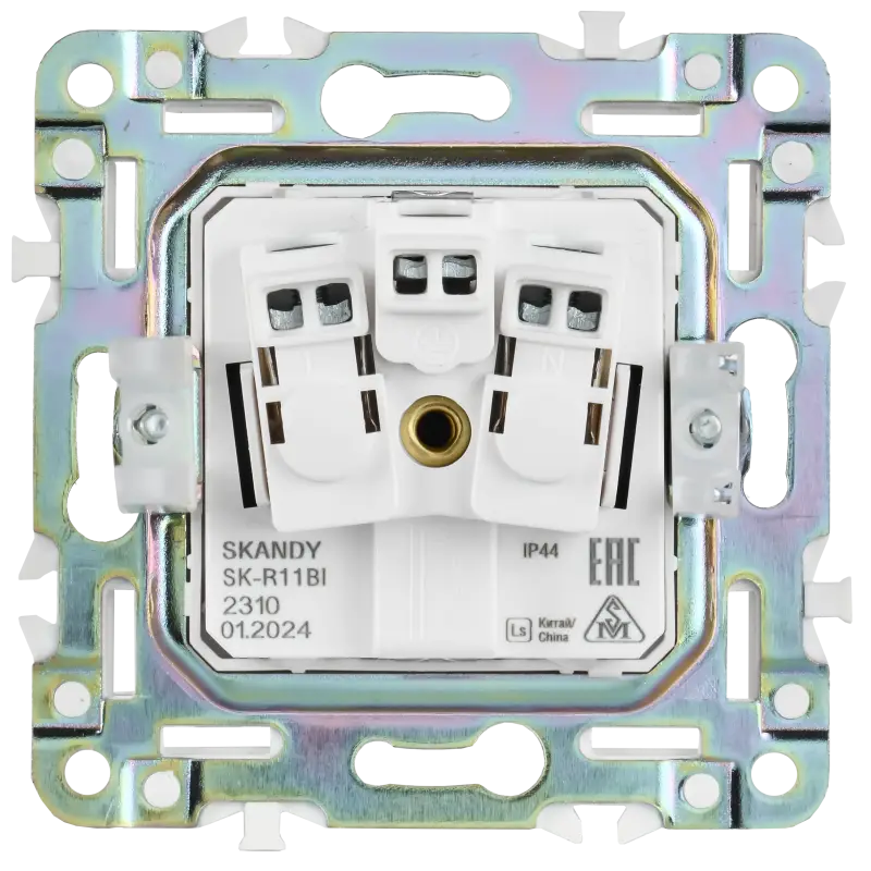 SKANDY Розетка 1-местная с заземлением с защитными шторками и крышкой 16А IP44 SK-R11Bl черный IEK