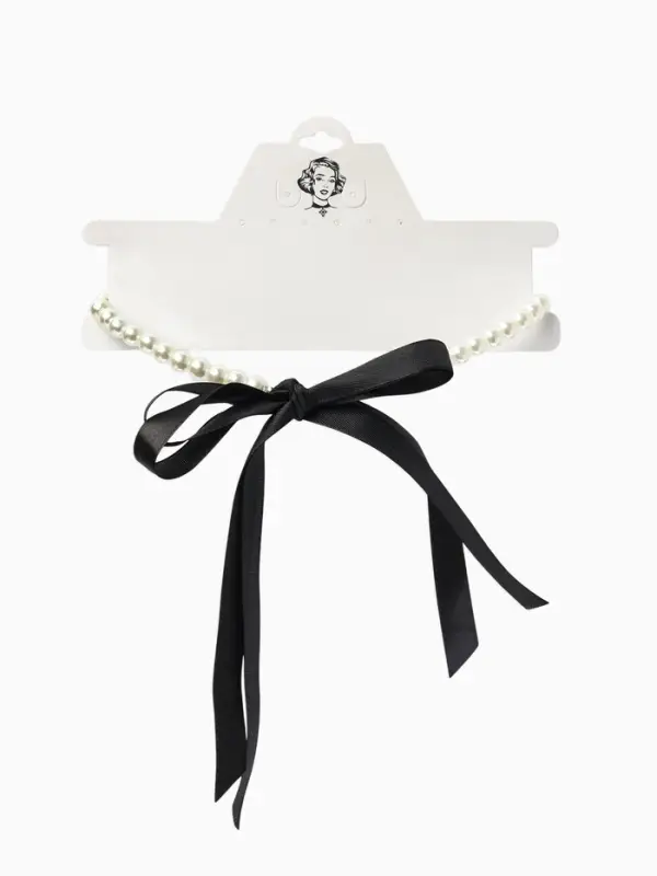 Бусы &laquo;Бантик&raquo;, жемчужины с завязкой, L= 40 см, черный, белый