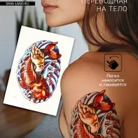 Переводная тату на тело цветная «Красный сом», 26.2×14.5 см