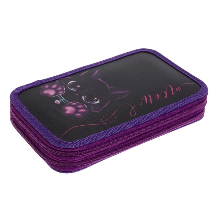 Пенал 2 секции, 125 х 205 х 40 мм, Calligrata 30П26/2 Пенал 2 секции, 125 х 205 х 40 мм, Calligrata 30П26/2 "Котик", ламинированный картон