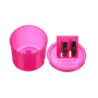 Точилка ErichKrause Cylinder Duo Neon, 2 отверстия, с контейнером, МИКС