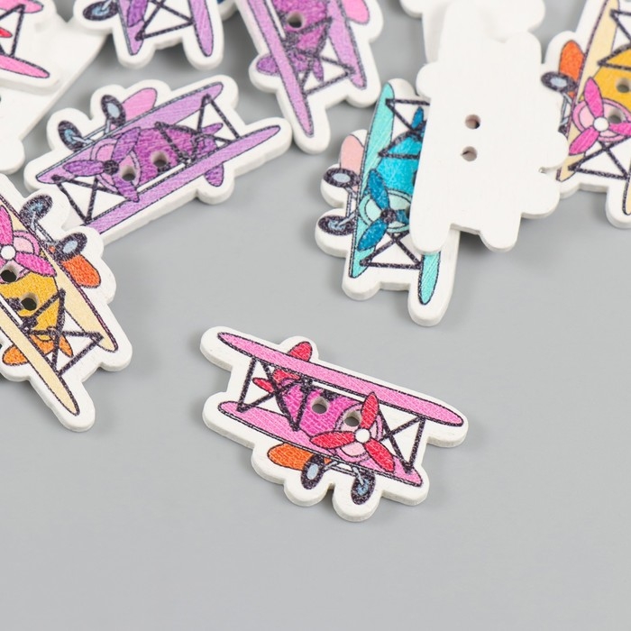 Пуговицы дерево для творчества 2 прокола Пуговицы дерево для творчества 2 прокола "Самолет с пропеллером" набор 20 шт 3,2х1,9 см