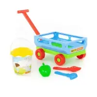 Набор игрушек для песочницы, 6 предметов: тележка, ведро, ситечко, лопатка, грабельки, формочка