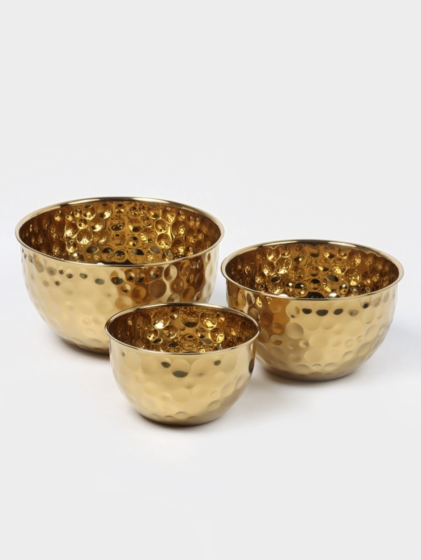 Набор мисок-салатников из нержавеющей стали 16/20/24 см, цвет золотой Набор мисок-салатников из нержавеющей стали 16/20/24 см, цвет золотой