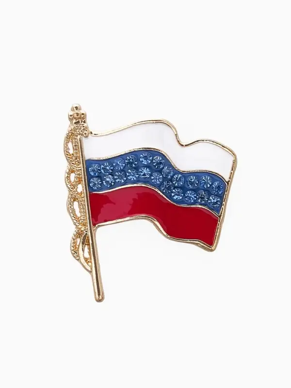 Брошь &laquo;Флаг России&raquo;, триколор в золоте