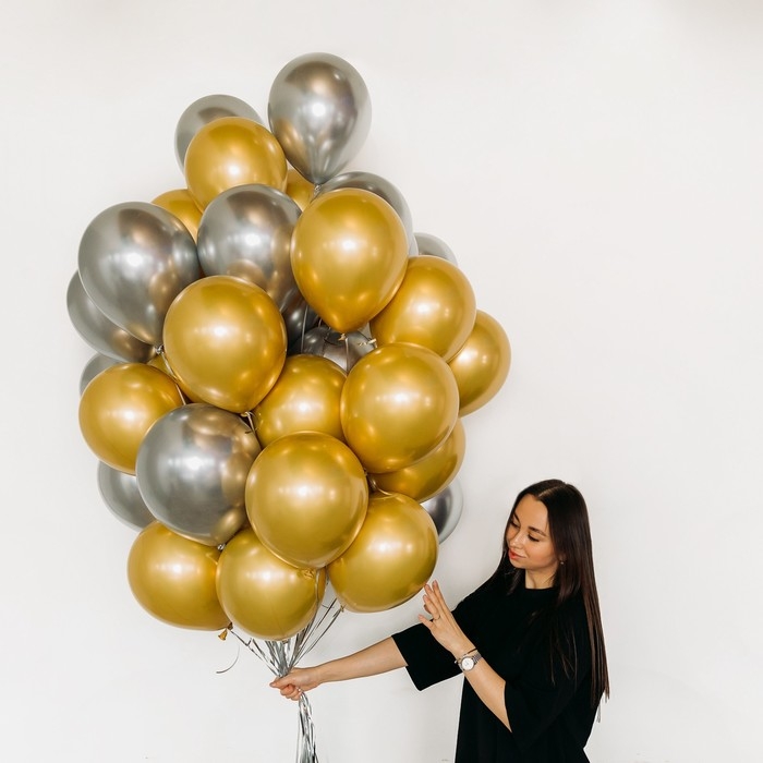 Набор воздушных шаров «Золото и серебро», латекс, хром, 50 шт. Набор воздушных шаров «Золото и серебро», латекс, хром, 50 шт.