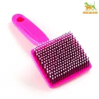 Пуходёрка малая, 6&times;13.5 см, мягкая, с закруглёнными зубьями, пластик, розовая