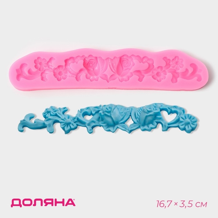 Молд Доляна «Цветочная композиция», силикон, 16,7×3,5×1 см, цвет розовый Молд Доляна «Цветочная композиция», силикон, 16,7×3,5×1 см, цвет розовый