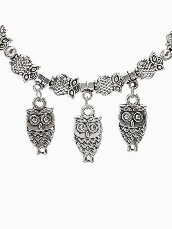 Браслет металл &laquo;Марджери. Совы&raquo;, d=6 см, затягивающийся, цвет серебро