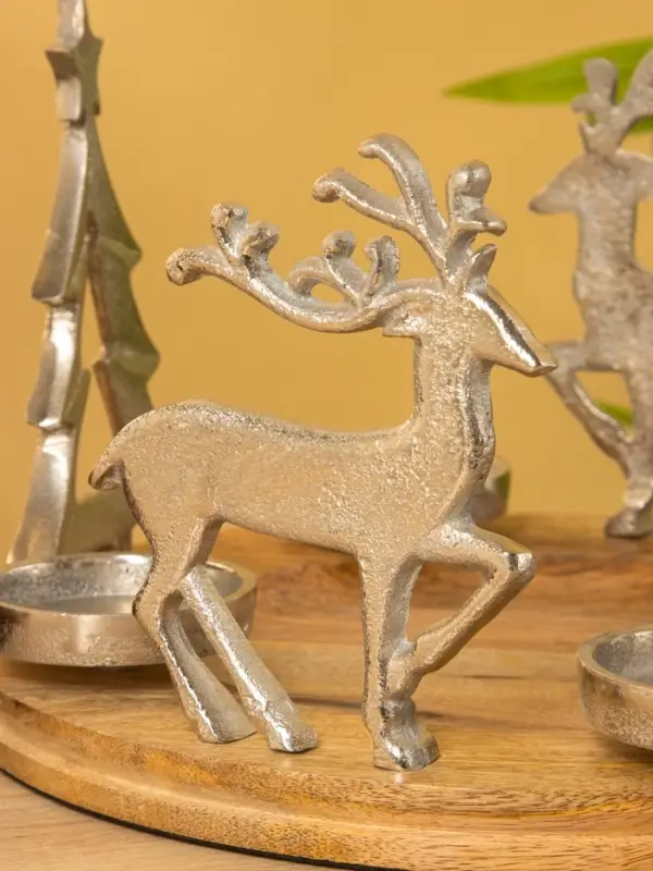 Подсвечник на 4 свечи "Рождество" алюминий, дерево 29,5х29,5х19 см