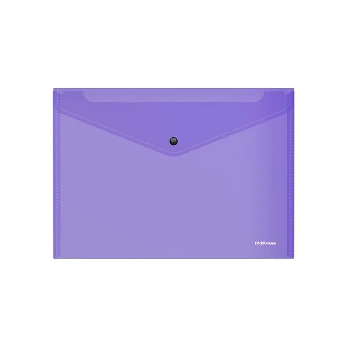 Папка-конверт на кнопке А4, 140 мкм, ErichKrause Fizzy Vivid, глянцевая, вмещает до 120 листов, полупрозрачная, микс