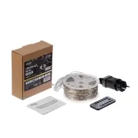 Гирлянда &laquo;Нить&raquo; 200 м роса, IP44, серебристая нить, 2000 LED, пульт, 36 В, свечение тёплое белое