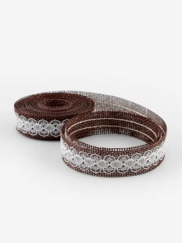 Лента текстильная &laquo;Кружево&raquo;, 20 мм, 4.5&plusmn;0.5 м, коричневая
