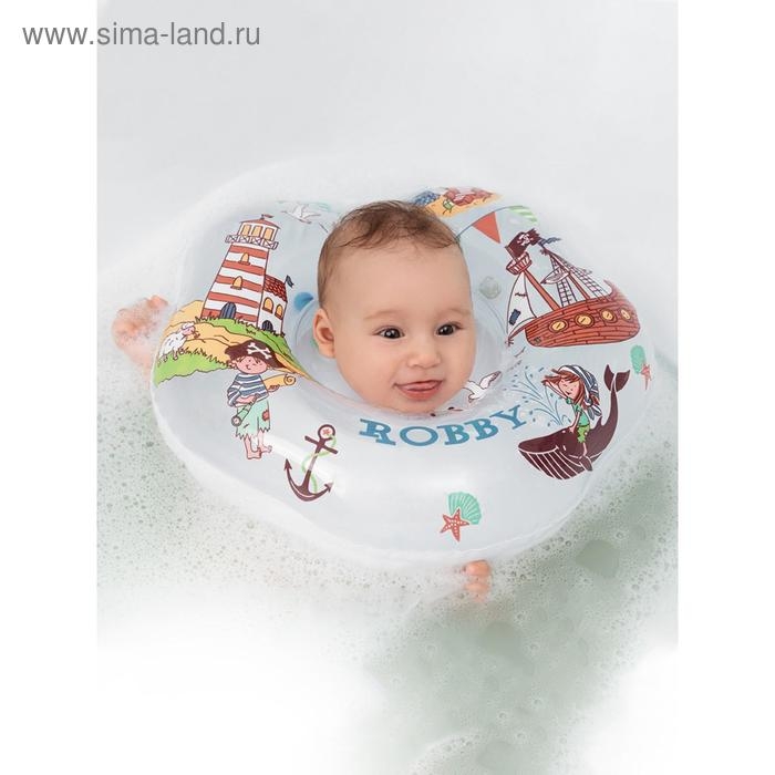 Круг для плавания на шею Robby, «Пираты», надувной, с ручками, цвет белый Круг для плавания на шею Robby, «Пираты», надувной, с ручками, цвет белый
