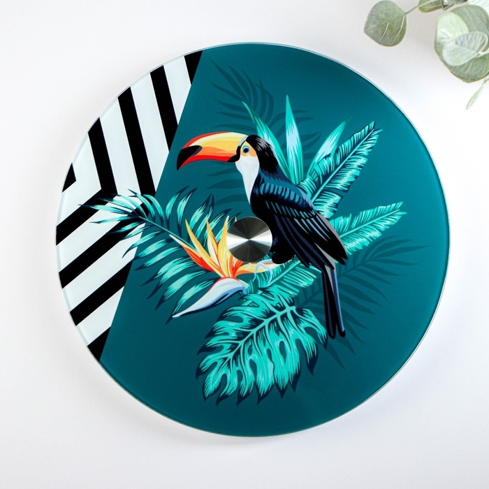 Подставка стеклянная для торта вращающаяся Доляна «Тропики», d=32 см ㅤ Подставка стеклянная для торта вращающаяся Доляна «Тропики», d=32 см ㅤ