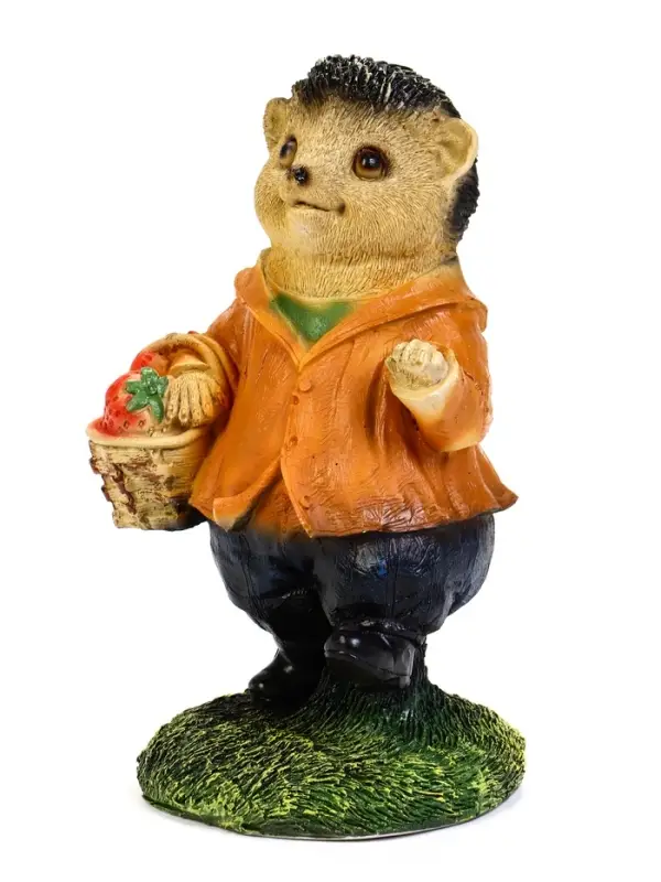 Садовая Фигура из полистоуна &laquo;Ёжик с клубникой&raquo;, 23&times;12&times;12 см