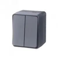 AtlasDesign Profi54 выключатель двухклавишный IP54 10 АХ, АНТРАЦИТ, Россия