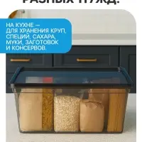 Ящик пластиковый для хранения, с крышкой, объём &mdash; 16 л, прозрачно-чёрный