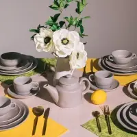 Чайная пара Magistro Potter, 2 предмета: чашка 250 мл, блюдце d=15.3 см, фарфор, светло-серая