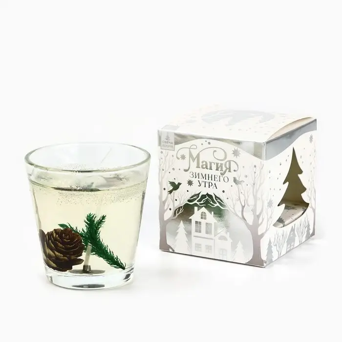 Свеча новогодняя гелевая &laquo;Еловый лес&raquo;, с декором внутри, 5&times;6 см