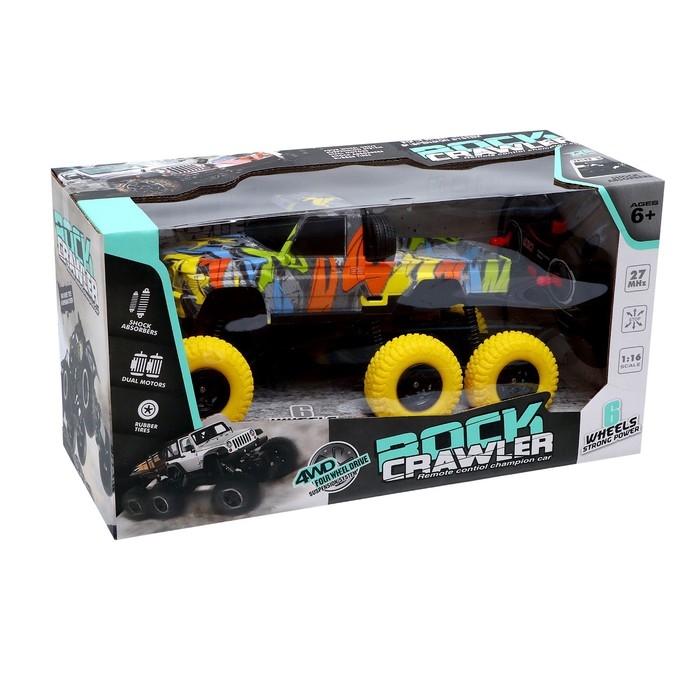 Джип радиоуправляемый «Граффити», 1:16, работает от аккумулятора, цвет жёлтый Джип радиоуправляемый «Граффити», 1:16, работает от аккумулятора, цвет жёлтый