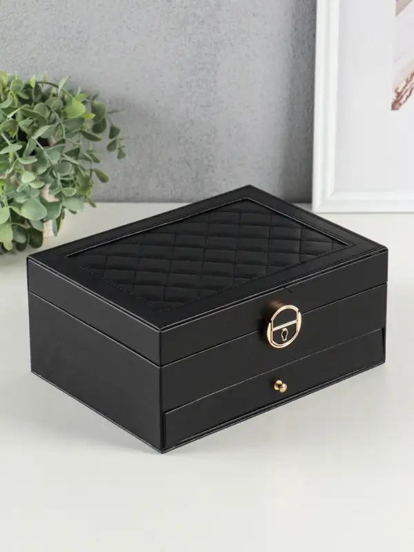 Шкатулка для украшений Netsai, 2 яруса, 17&times;23&times;10 см, чёрная