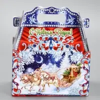 Подарочная новогодняя коробка &laquo;Зимпяя тройка в синем&raquo; 20&times;12&times;19 см