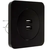Розетка с 2 USB-A разъёмами, 2.1 А, 5 В, серия Circular, скрытый монтаж, чёрная