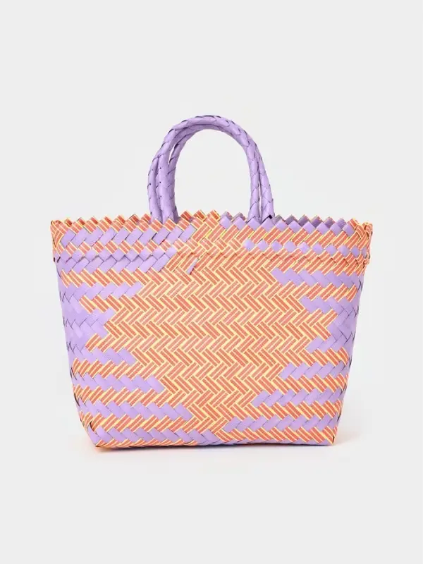 Сумка плетёная, 20&times;10&times;30 см, пластик, сиренево-жёлтая