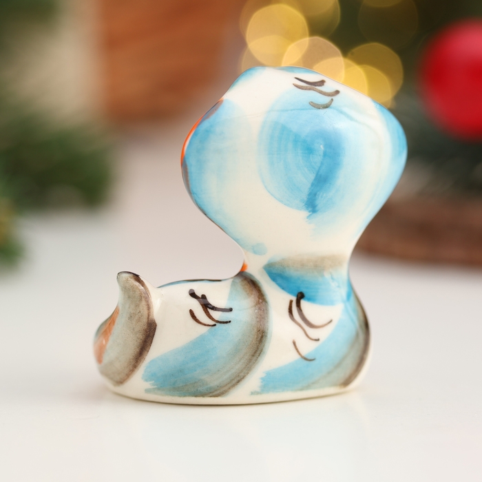 Новый год. Сувенир символ года Новый год. Сувенир символ года "Змея Ляля", гжель, цвет, 5,5 см